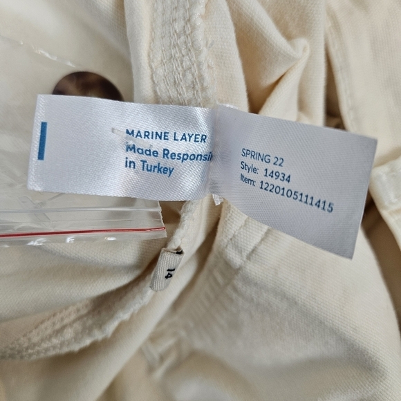 Marine Layer Maya Slim Straight Utility Pants Cotton Ivory Size 14 NWOT - Picture 9 of 9